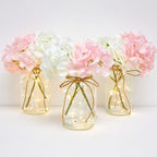 4 Sets Hydrangea Mason Jar Centerpiece with LED Lights for Wedding by Tianxunewtig