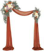 Artificial Wedding Arch Flowers Kit(Pack of 3),2Pcs Artificial Flower Arch Decor,1Pcs Sheer Drape for Wedding Ceremony Arbor for WeddingCeremony (Burnt Orange Wedding) by WEIERYUE