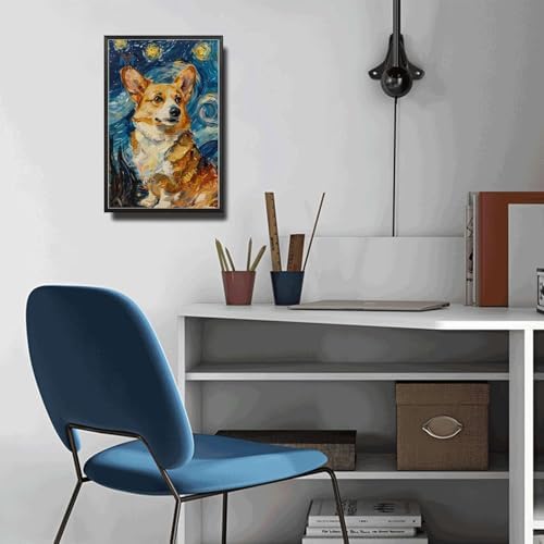 Metal Sign Tin Sign Vintage Wall Art Corgi Starry Night Corgi Playful Corgi in Night for Home Cottage and Seasonal Celebrations Waterproof Aluminum 6×8 Inches with Metal Frame - Image 5
