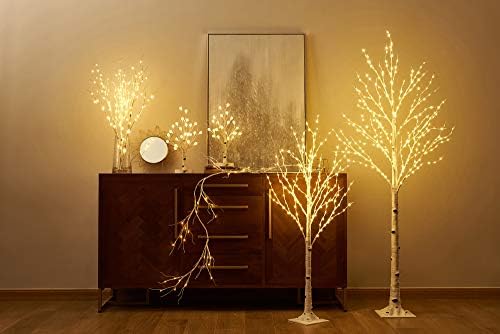 LITBLOOM Lighted Birch Garland 6FT 48 LED Battery Operated with Timer Pre-lit Twig Vine Lights for Christmas Fireplace Mantle Table Decoration Indoor Outdoor - Image 3