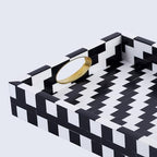 Handicrafts Home Resin Inlay White Decorative Serving Ottoman Tray, 17x11 - Image 4