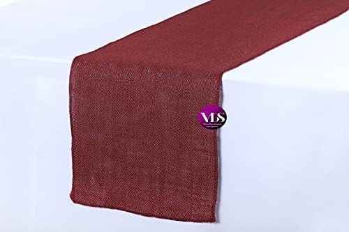 VDS Pack of 10, Burlap Table Runner 100% Natural Jute Rustic Hessian Table Cloth Centrepiece for Wedding Bridal Shower Birthday Event Party Banquet Table Decoration (Size 12X108 Inch)(Maroon) - Image 2