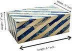 Perilla Home Home Decor Decorative Storage Wooden Box Small Lazio Organizer Tool Stash Card Craft Treasure Trinket Memory Keepsake Jewelry Box for Men and Women, Gifts For All, Blue and Off White - Image 6