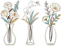 CarryWise 3 Piece Metal Flower Wall Art for Bedroom Living Room, Flower Blue gold by Unknown