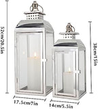 JHY DESIGN Set of 2 Stainless Steel Decorative Candle Lanterns 20.5"&15" High Metal Candle Lanterns for Indoor Outdoor Events Parities Weddings Vintage Style Hanging Lantern - Image 2