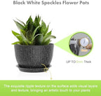 Meowell 12/10/9 inch Large Flower Pots, 3 Set Big Plant Pots for Outdoor Indoor Plants with Water Ripples, Wide Plastic Planters with Drainage Holes and Saucers for Garden House Plants, Speckled Black - Image 3