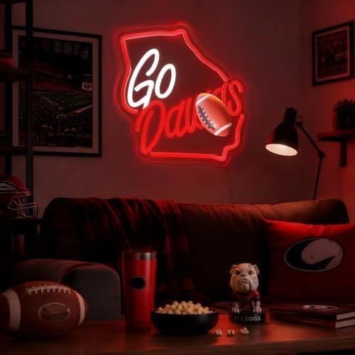 Georgia State Neon Sign Football Decor for Man Cave Fan Room - Image 4