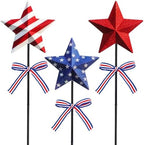 Amyhill 3 Pcs 4th of July Outdoor Decor Patriotic Star Metal Garden Stakes Memorial Day Welcome Yard Signs Red White Blue Decorations Garden Stakes for 250th Anniversary Patio Lawn Walkway Outside - Image 4