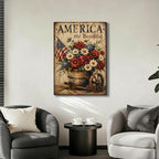 Ship Next Day - Framed Patriotic Wall Art Canvas, America the Beautiful Floral Painting, Rustic Farmhouse USA Flag Canvas Print for Living Room, Kitchen, Bedroom, Office, Made in USA - Image 7