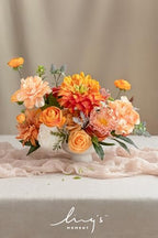 Ling's moment Fake Flowers Box, Vintage Coral & Orange Deluxe Combo - Image 2
