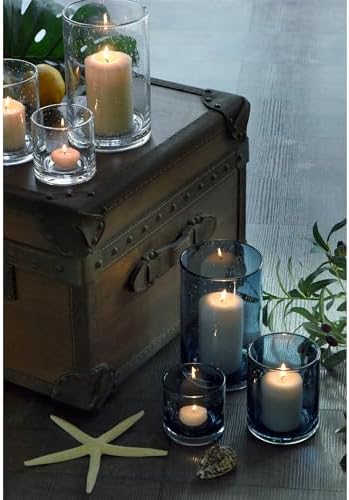 Blue Candle Holder, Glass Cylinder 8" 5" 3.5" Height Set 3 - Image 4