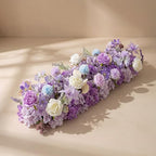 36inch Aisle Flower Garland with Chiffon Sheer Drape, Artificial Flowers Purple & White Rose with Hydrangea, Floral Runner for Wedding Arch, Backdrop, Reception Table Decor, Ceremony Pathway by Unknown