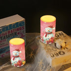Flameless Pillar Candles Christmas Decorations Snowman Pink Snowflake Flameless Candles with 18-Key Remote Timer for Home Bedroom Living Room Dining Room Table Decorations Set of 2 - Image 6