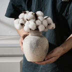 SIDUCAL Ceramic Decorative Flower Vase | 6 Inch Pottery Rustic Farmhouse | Boho | Whitewashed Terracotta Vase for Home Decor, Table, Living Room, Bathroom, Shelf, Mantel Decoration - Image 3