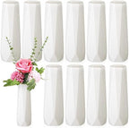 Didaey 10 Pack Composite Plastic Flower Vases Bulk White Small Boho Floral Vases for Dried Flower Bouquet Pampas Grass Centerpieces Fall Wedding Party Living Room Decor(Classic) by Didaey