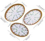 i-lan Set of 3 Green Mother of Pearl Inlay Rattan Trays - Oval Handwoven Decorative Nesting Trays for Coffee Table & Ottoman - 13/12/11 Inch Emerald Green Woven Platters for Boho Home Decor & Wall Art - Image 2