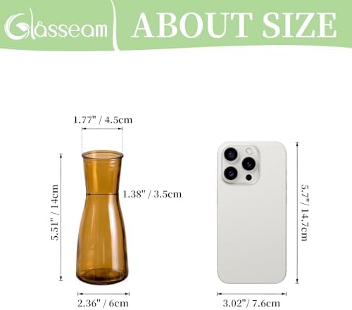 Glasseam Brown Glass Bud Vase: Small Set of 12 Mini Vases for Centerpieces, Flowers, Wedding Table, Dining Room Decoration - Modern Minimalist Cute Decorative Decor - Image 5