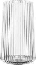 Clear Glass Vase for Flower, Flower Vase for Bouquet, Modern Glass Vases, Ribbed Vases for Living Room, Bedroom, Dining Table, Office, Wedding, Centerpieces, 8 Inches by MARTAGE
