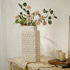 Ceramic Flower Vase, 12.6” Tall Rustic Farmhouse Decorative Vase for Home Decor, Beige Textured Pottery Vase for Pampas Grass, Living Room, Entryway, Mantel, Kitchen Table - Image 2