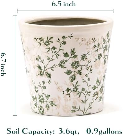 Teweiqi Ceramic Planter Without Drainage Hole, 6.7 Inch - Indoor/Outdoor Flower Pot for Orchids, Succulents, Green Floral Modern Farmhouse Design Plant Pot for Home,Office & Garden Décor, Ideal Gift - Image 4