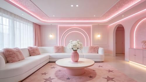 2 Set 30 FT Pink Led Lights Strip for Bedroom Decor Rope Lights Easy DIY Princess Bathroom Cuttable Strip Lights for Baby Room Living Room Kitchen Ceiling Wall Vanity Mirror Decoration - Image 6