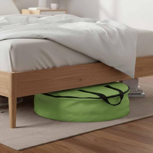 30 Inch Round Storage Bag 1 Pack,Watercolor Green Waterproof Wreath Storage Container with Handles&Zipper Solid Color Closet Organizer Bags Garland Box - Image 6