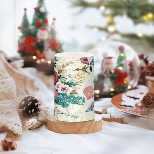 Beautiful Spring Flowers Butterflies Hummingbirds Flickering Flameless Candles Battery Operated with Remote Timer,Tea Light Candles LED Pillar Votive Candles set of 2 for Outdoor Indoor Decorations - Image 5