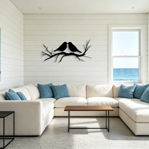 GlintHome Black Metal Wall Art Bird on Tree Branch Silhouette Bird Art Decor for Living Room Garden Bedroom Office Home Wall Decor - Image 2