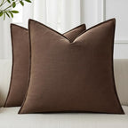 decorUhome Fall Brown Linen Throw Pillow Covers 24x24 Set of 2 by decorUhome