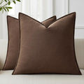 decorUhome Fall Brown Linen Throw Pillow Covers 26x26 Set of 2 by decorUhome