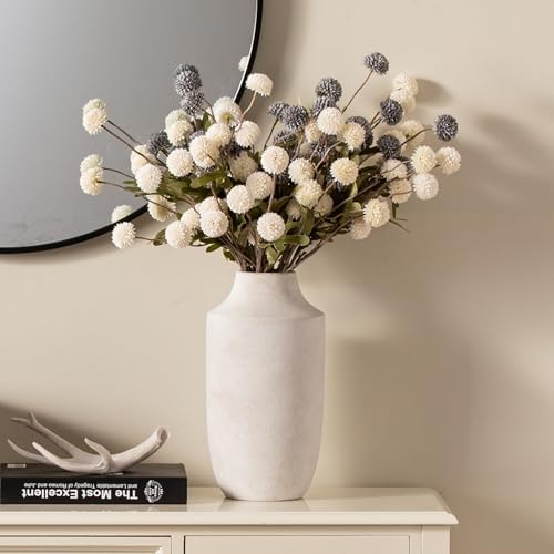 Mitt&Ditt Ceramic Flower Vase, 12.5 inch Tall Off-White Vase, Large Decorative Terracotta Vases, Farmhouse Rustic Pottery Vases for Home Decor, Living Room, Table - Image 6