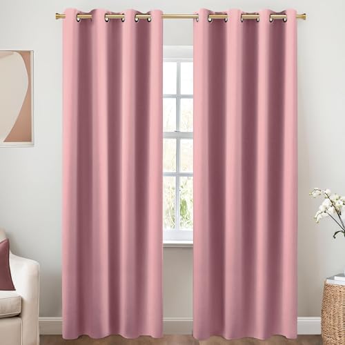KOUFALL Mauve Curtains 96 Inches Long for Living Room 2 Panels Set,Boho Blackout Dusty Rose Window Treatments Privacy Curtain for Bedroom by KOUFALL