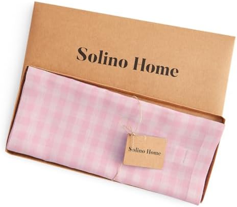 Solino Home 100% Pure Linen Table Runner Pink, Gingham Check 14 x 60 in - Image 6