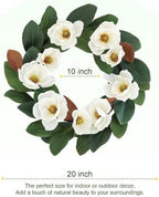 All Seasons Wreath for Front Door w/Silk Cream Magnolia, 20-22 Inch Year Round Outdoor Spring Summer Wreath Farmhouse Indoor Decor, Flower Wreath for Wedding Home Wall Window Porch, White - Image 2