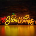 Give Thanks Neon Sign for wall decor Pumpkin Thanksgiving LED neon Lights by Geeinar