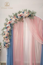 TINGE TIME Dusty Rose & Navy Blue Flower Garlands, 2 PCS Artificial Eucalyptus Arch Flowers, Handcraft Artificial Rose Garlands for Arch Wedding Sweetheart Table Ceremony Backdrop Decorations for Home - Image 3