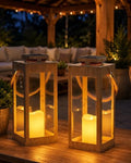 2 Pack 13.2 Inch Metal Large Outdoor Solar Lanterns for Patio Tabletop by BUARO8AGA