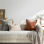 DEZENE Pack of 2 Light Gray Decorative Throw Pillow Covers 24x24 Cozy Soft Chenille Accent Vintage Square Couch Pillow Covers for Home Decor Bed Sofa Living Room - Image 6