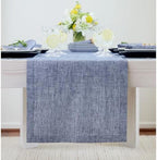 Solino Home 100% Pure Linen Table Runner Chambray Indigo, Athena 14 x 90 in - Image 2