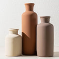 Ceramic Vase Set of 3, Modern Neutral Home Decor, Terracotta Boho Rustic Farmhouse Decorative Vases for Pampas Grass Dried Flowers | Table Centerpiece Entryway Mantel Shelf(Coffee Mix Set - White#2) by BLLOOO