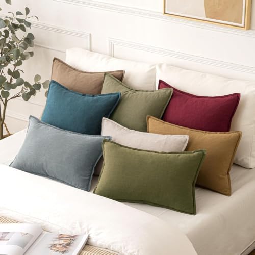 MIULEE Decorative Linen Pillow Covers 26x26 Inch Christmas Burgundy Red - Image 4