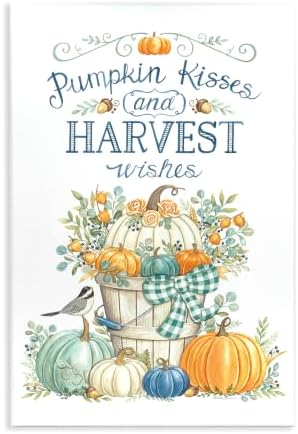 Autumnal Fall Pumpkins, 10 x 15 Inch Mounted Print on Wall Plaque by StupellIndustries