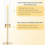 Romadedi Glass Hurricane Candle Holders for Candlestick, Gold, Set of 18 - Image 6