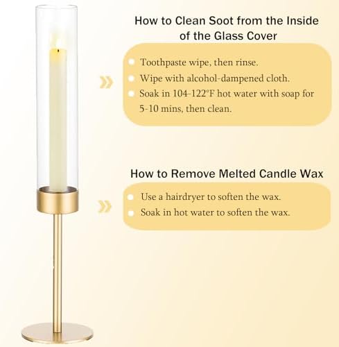 Romadedi Glass Hurricane Candle Holders for Candlestick, Gold, Set of 18 - Image 6