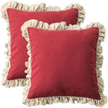 patdrea Vintage Red Linen Throw Pillow Covers,Set of 2,22"x22"-Kubum by patdrea