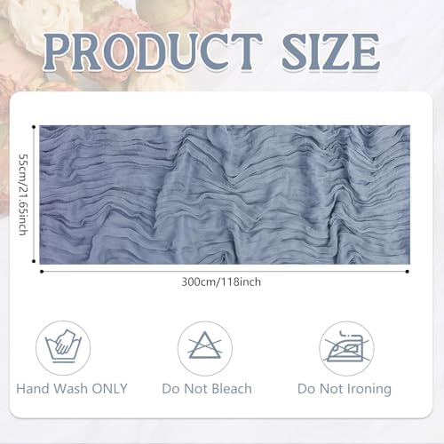 16 Pack Dusty Blue Cheesecloth Table Runner 20 x120 Inch - 10FT Boho Rustic Gauze Cheese Cloth Table Runner for Wedding, Anniversary, Baby Shower, Easter, Spring Home Decor - Image 3