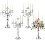 20.3'' Tall 5 Arm Silver Metal Candelabra Centerpiece for Table, Retro Table Centerpieces for Party, Events, Home, Wedding Decor (4) by KOLNLALA