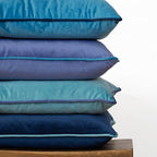 Teal Blue Coastal Decorative Throw Pillow Covers, Set of 4, 18x18 Inch Beach Cool Tone Velvet Accent Pillow Covers - Image 3