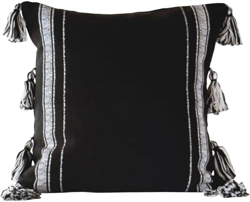 Black & White Decorative Throw Pillow Covers, Set of 4, 18x18 Inch Geometric Ikat Textured Accent Pillow Cover 4 Pack - Image 7