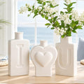 TBWIND 3 Pack White Heart Ceramic Vases, I Love U Home Decor by TBWIND